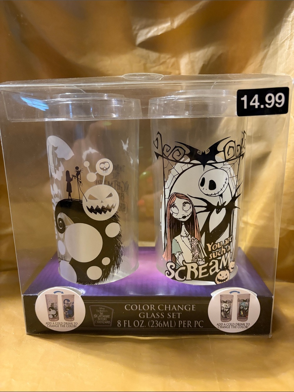 The Nightmare Before Christmas Color Change Glass Set